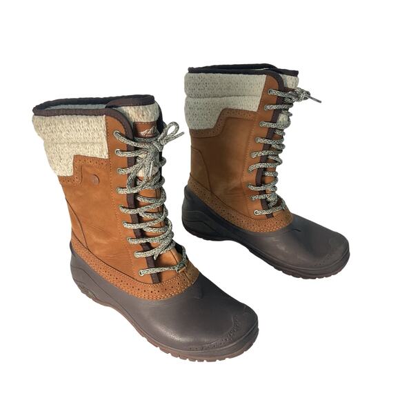 The North Face Shellista Faux Fur Lined Women's Snow Boots Size 9 Brown Leather - Picture 1 of 7